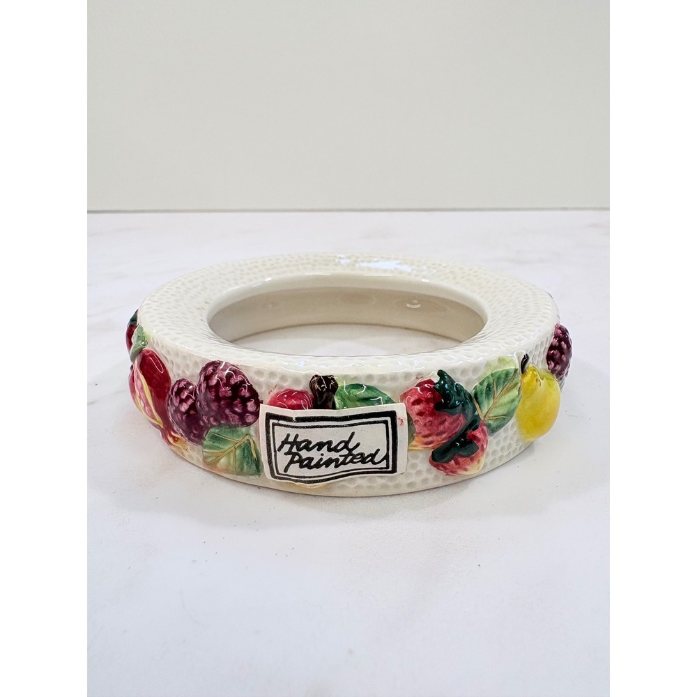 80s Cottagecore Fruit Hand Painted Fitz and Floyd Napkin Ring